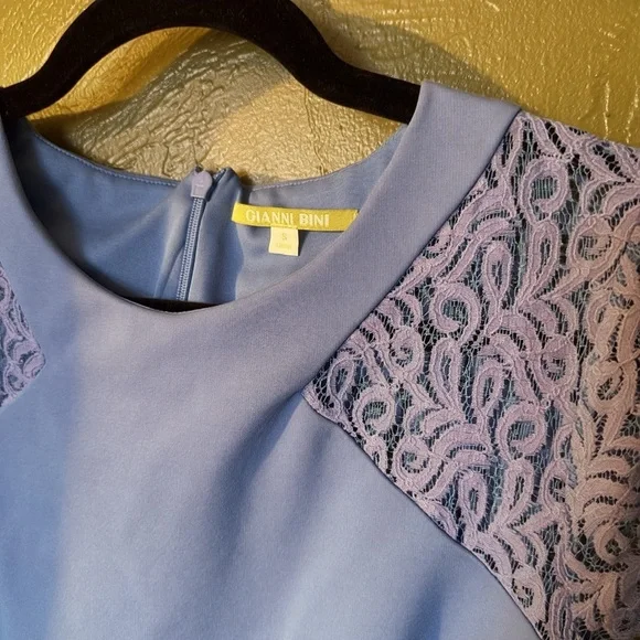 Gianni Bini Light Blue Lace Sleeve Mini Dress - Picture 3 of 3